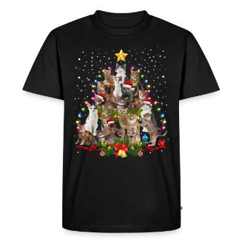 Funny cats Christmas tree Christmas cat - Men's Premium Organic T-Shirt - black - Front - Nico (187cm)