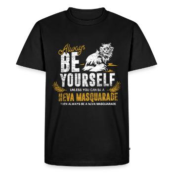 Neva Masquerade cat - Men's Premium Organic T-Shirt - black - Front - Nico (187cm)