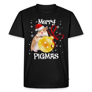 Hamster avec Bonnet de Noel pour Noël - T-shirt Premium bio Homme - noir - Devant - Nico (187cm)