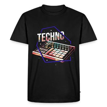 Techno - Men's Premium Organic T-Shirt - black - Front - Nico (187cm)