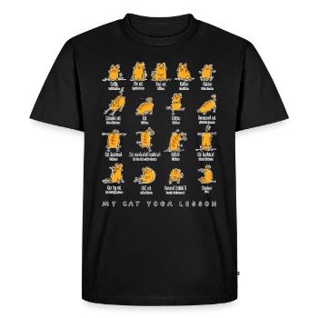 My cat yoga lesson Chats Yoga Heure Cool Fun - T-shirt Premium bio Homme - noir - Devant - Nico (187cm)