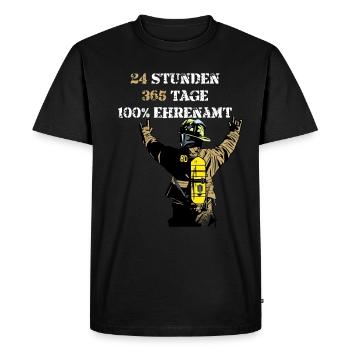 FREIWILLIGE FEUERWEHR - 100% EHRENAMT - Männer Premium Bio T-Shirt - Schwarz - Vorne - Nico (187cm)