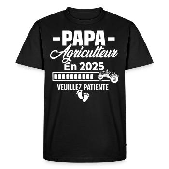 2025 Papa Agriculteur Agriculture Bébé Naissance - T-shirt Premium bio Homme - noir - Devant - Nico (187cm)