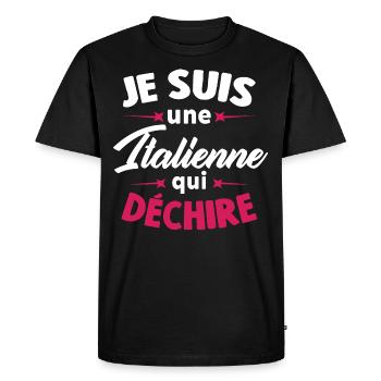 Je suis une Italienne qui déchire - T-shirt Premium bio Homme - noir - Devant - Nico (187cm)
