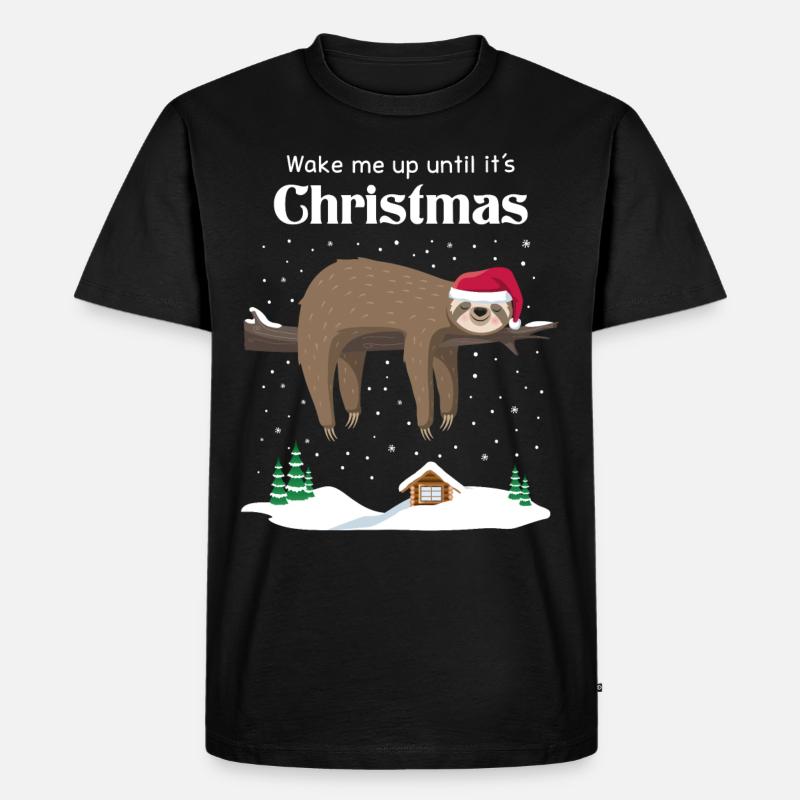 Faultier Weihnachten - Männer Premium Bio T-Shirt - Schwarz