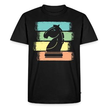 Schach Cheval Pièces d’échecs Rétro - T-shirt Premium bio Homme - noir - Devant - Nico (187cm)