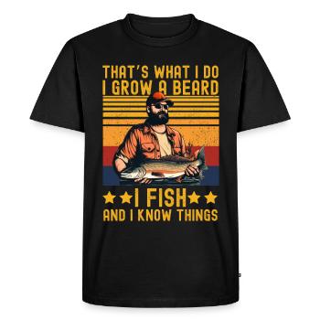 Drôle de pêcheur disant rétro - T-shirt Premium bio Homme - noir - Devant - Nico (187cm)