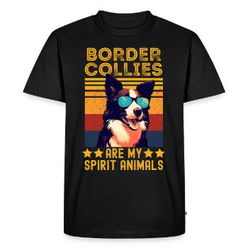 Lunettes de soleil Border Collie rétro - T-shirt Premium bio Homme - noir - Devant - Nico (187cm)