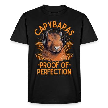 Capybara avec écouteurs - T-shirt Premium bio Homme - noir - Devant - Nico (187cm)