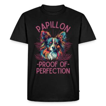 Papillon Dog Lover Colorful Miniature Spaniel - Men's Premium Organic T-Shirt - black - Front - Nico (187cm)
