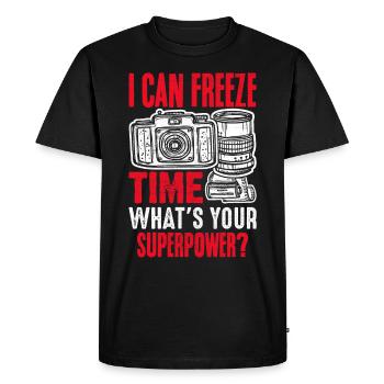 Photographer Superpower - Men's Premium Organic T-Shirt - black - Front - Nico (187cm)