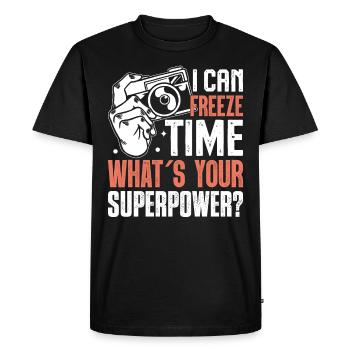 Photographe Appareil photo Superpuissance - T-shirt Premium bio Homme - noir - Devant - Nico (187cm)
