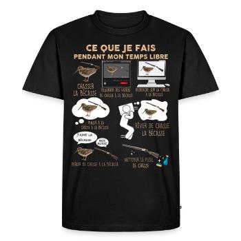 La bécasse du papa chasseur - T-shirt Premium bio Homme - noir - Devant - Nico (187cm)