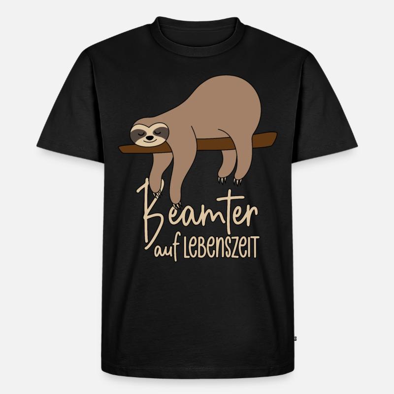 Faultier Beamter auf Lebenszeit - Männer Premium Bio T-Shirt - Schwarz