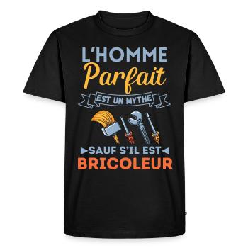 homme parfait bricoleur parfait 2 - T-shirt Premium bio Homme - noir - Devant - Nico (187cm)