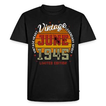 Retro 80 Years Old Vintage June 1945 80th Birthday - T-shirt Premium bio Homme - noir - Devant - Nico (187cm)