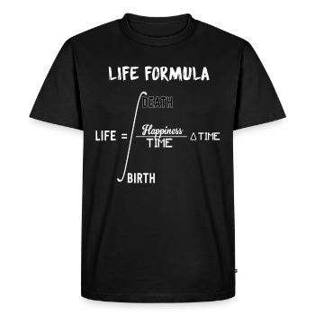 Mathe formule vie maths naissance décès professeur - T-shirt Premium bio Homme - noir - Devant - Nico (187cm)