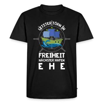 Port of marriage Bride Groom Anchor Mariage JGA - T-shirt Premium bio Homme - noir - Devant - Nico (187cm)