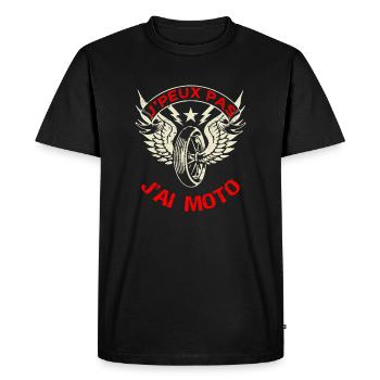 Motard humour, passion Moto. Idée cadeau - T-shirt Premium bio Homme - noir - Devant - Nico (187cm)