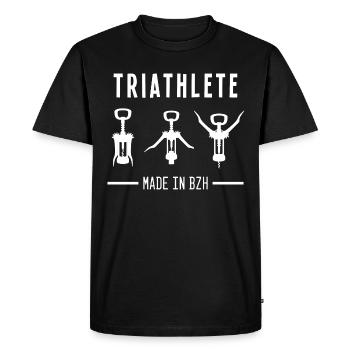 Triathlète, Humour Alcool Bretagne, Bzh. Fêtard - T-shirt Premium bio Homme - noir - Devant - Nico (187cm)