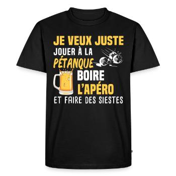 I just want to play pétanque, have a drink - Men's Premium Organic T-Shirt - black - Front - Nico (187cm)