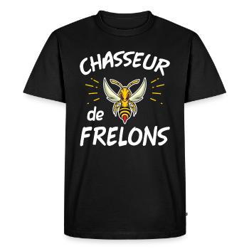 Chasseur de frelon. Humour frelon asiatique. Drôle - T-shirt Premium bio Homme - noir - Devant - Nico (187cm)