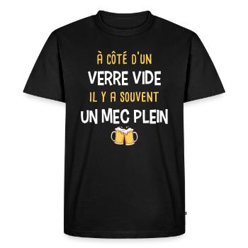 Humour alcool bière, jeu de mot idée cadeau fêtard - T-shirt Premium bio Homme - noir - Devant - Nico (187cm)