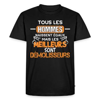 Tous les hommes démolisseur humour métier chantier - T-shirt Premium bio Homme - noir - Devant - Nico (187cm)