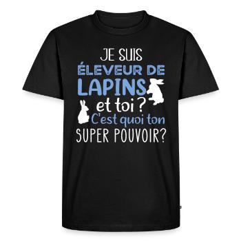 Cuniculteur éleveur de lapins, humour métier homme - T-shirt Premium bio Homme - noir - Devant - Nico (187cm)