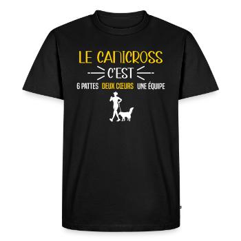 Canicross sport chien, idée cadeau sportifs humour - T-shirt Premium bio Homme - noir - Devant - Nico (187cm)