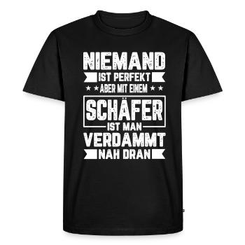 Schäfer Niemand ist Perfekt Geschenkidee - Männer Premium Bio T-Shirt - Schwarz - Vorne - Nico (187cm)