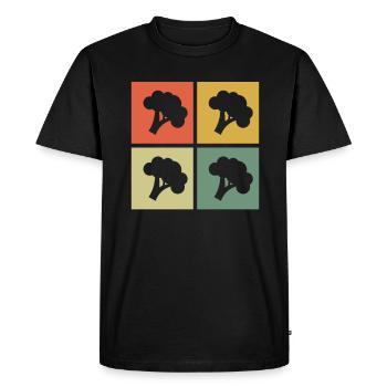 Broccoli Vegan Lover Retro Healthy Gift idea - Men's Premium Organic T-Shirt - black - Front - Nico (187cm)