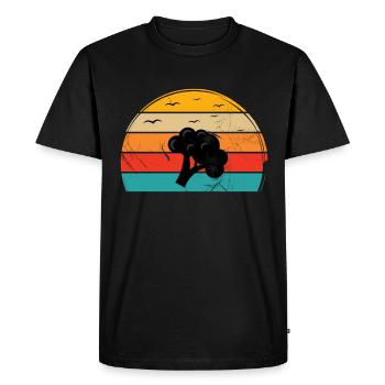 Broccoli Vegan Lover Retro Healthy Gift idea - Men's Premium Organic T-Shirt - black - Front - Nico (187cm)