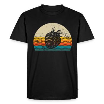 Strawberry Fruit Lover Retro Healthy Gift idea - Men's Premium Organic T-Shirt - black - Front - Nico (187cm)