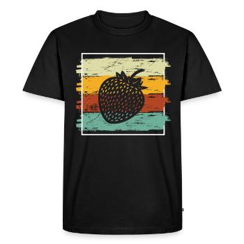 Strawberry Fruit Lover Retro Healthy Gift idea - Men's Premium Organic T-Shirt - black - Front - Nico (187cm)