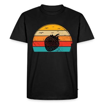 Strawberry Fruit Lover Retro Healthy Gift idea - Men's Premium Organic T-Shirt - black - Front - Nico (187cm)
