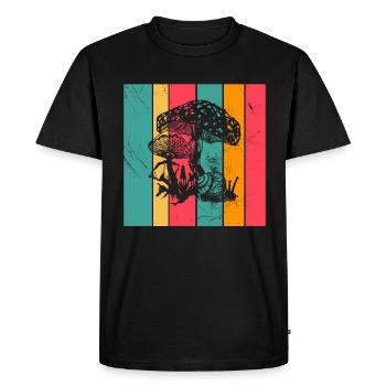 Mushroom Fungal Lover Retro Fungi Forest Gift idea - Men's Premium Organic T-Shirt - black - Front - Nico (187cm)