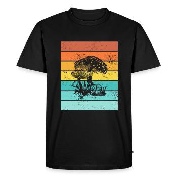 Mushroom Fungal Lover Retro Fungi Forest Gift idea - Men's Premium Organic T-Shirt - black - Front - Nico (187cm)