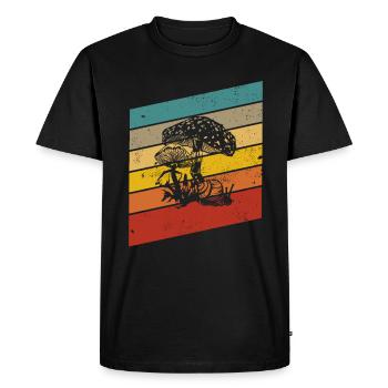 Mushroom Fungal Lover Retro Fungi Forest Gift idea - Men's Premium Organic T-Shirt - black - Front - Nico (187cm)
