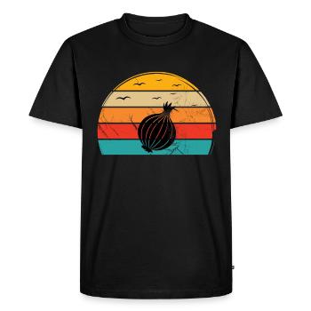Oignon Lover Retro Vegetables Vegan Idée cadeau - T-shirt Premium bio Homme - noir - Devant - Nico (187cm)