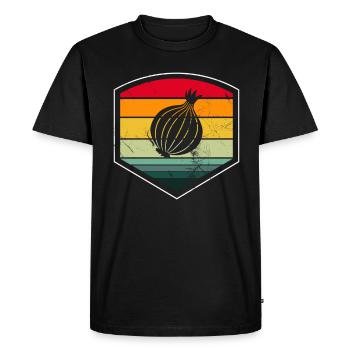 Onion Lover Retro Vegetables Vegan Gift idea - Men's Premium Organic T-Shirt - black - Front - Nico (187cm)