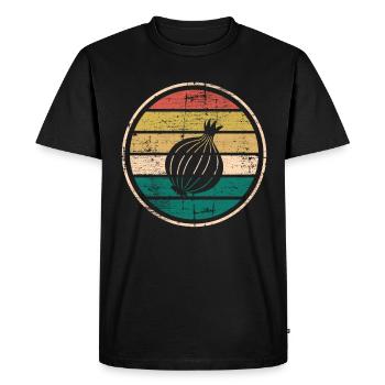 Oignon Lover Retro Vegetables Vegan Idée cadeau - T-shirt Premium bio Homme - noir - Devant - Nico (187cm)