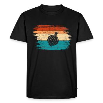 Onion Lover Retro Vegetables Vegan Gift idea - Men's Premium Organic T-Shirt - black - Front - Nico (187cm)
