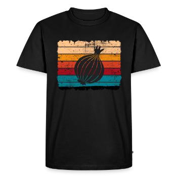 Onion Lover Retro Vegetables Vegan Gift idea - Men's Premium Organic T-Shirt - black - Front - Nico (187cm)