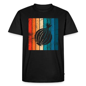 Oignon Lover Retro Vegetables Vegan Idée cadeau - T-shirt Premium bio Homme - noir - Devant - Nico (187cm)