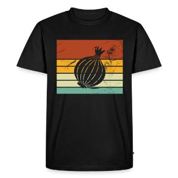 Oignon Lover Retro Vegetables Vegan Idée cadeau - T-shirt Premium bio Homme - noir - Devant - Nico (187cm)