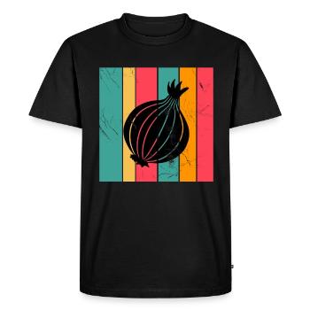 Oignon Lover Retro Vegetables Vegan Idée cadeau - T-shirt Premium bio Homme - noir - Devant - Nico (187cm)