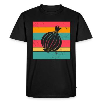 Oignon Lover Retro Vegetables Vegan Idée cadeau - T-shirt Premium bio Homme - noir - Devant - Nico (187cm)