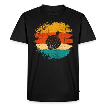 Oignon Lover Retro Vegetables Vegan Idée cadeau - T-shirt Premium bio Homme - noir - Devant - Nico (187cm)