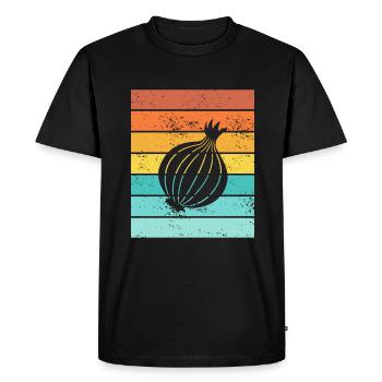 Oignon Lover Retro Vegetables Vegan Idée cadeau - T-shirt Premium bio Homme - noir - Devant - Nico (187cm)